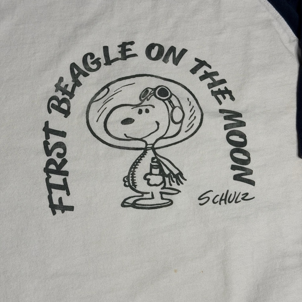Peanuts White & Navy Snoopy 'First Beagle on the Moon' Short Sleeve Tee - Picture 3 of 9